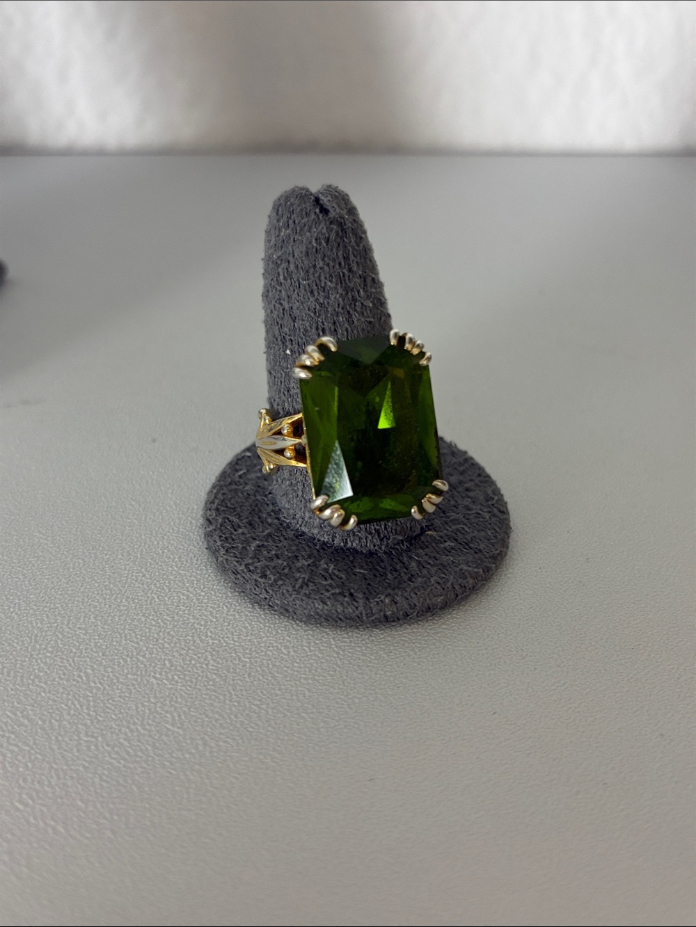 Gold Ring with Large Emerald-Green Stone